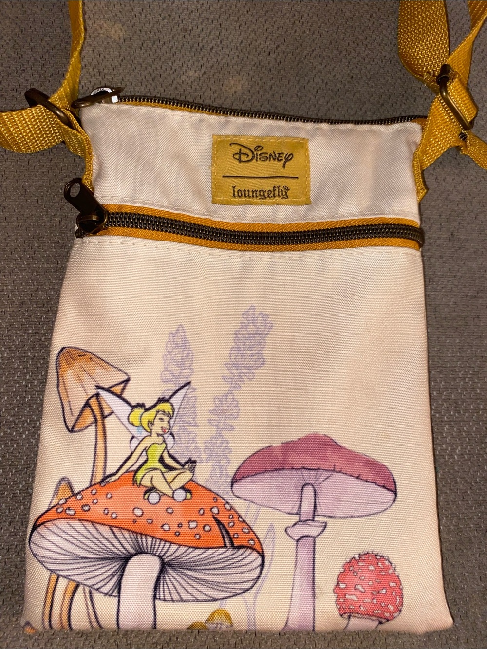 Loungefly Cream and Yellow Tinker Bell Kids Crossbody Bag